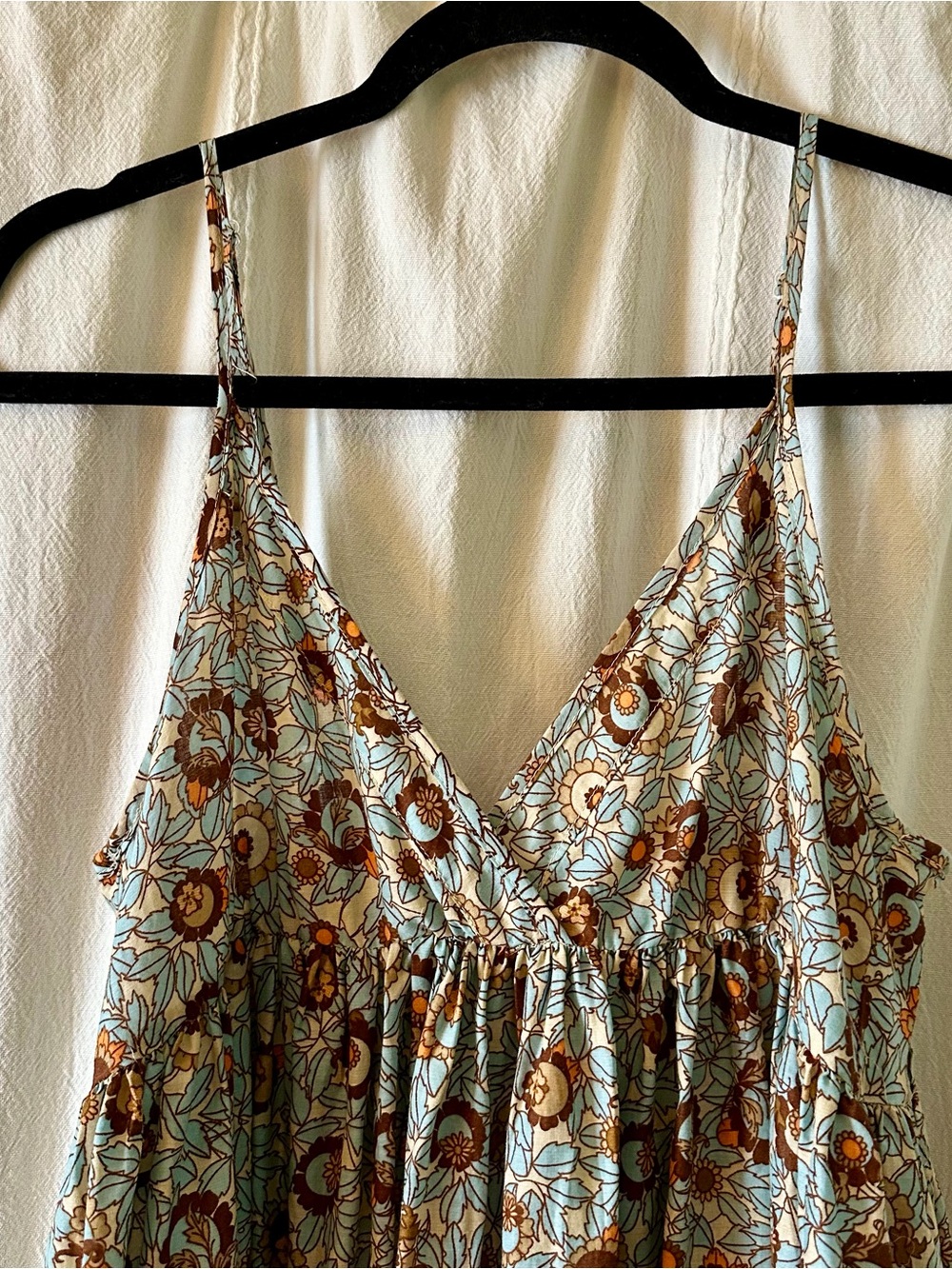 100% Cotton Boho Maxi Spaghetti Strap Baby Doll Dress Sz S - Picture 3 of 6